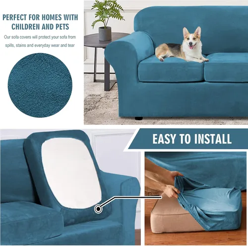 Vista 3 de ele ELEOPTION Fundas de sofá biplaza de alta elasticidad para sofá de 2 cojines, fundas de sofá biplaza para protector de muebles, juego de sofá
