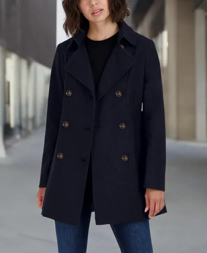 Vista 7 de Nautica Abrigo de invierno con doble botonadura de mezcla de lana para mujer