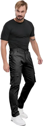 Vista 6 de ALLELMS Pantalones cargo para hombre, ajuste clásico, elásticos, ligeros, casuales para hombre