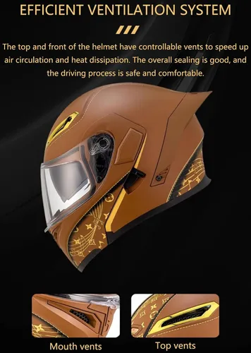 Vista 5 de Casco modular de motocicleta abatible, casco para moto de calle, casco modular con doble visera solar, casco de cara completa aprobado por DOT