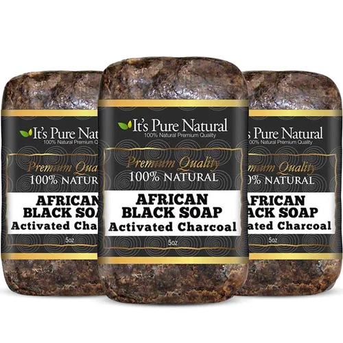 Vista 12 de It's Pure Natural Barras de jabón africanas negras con solución para el acné (paquete de 3) jabón orgánico crudo para cara y cuerpo, tratamiento