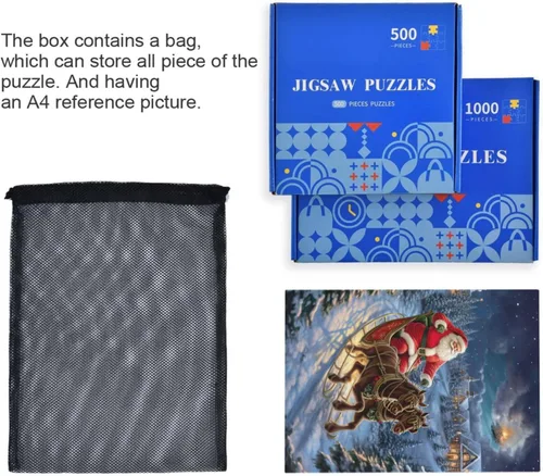 Vista 7 de Christmas Santa Claus Jigsaw Puzzles 500 Pieces for Adults with Mesh Storage Bag 2011938