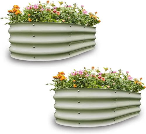 Vista 15 de GARDMAX 2x2x1FT Galvanized Round Raised Garden Bed Kit, Metal Planter Boxes Outdoor with Easy Assembly, Large Garden Bed for Vegetables, Fruits