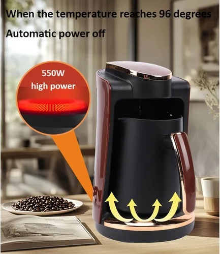 Vista 6 de Zunate Cafetera eléctrica turca griega de 550 W, 8.5 fl oz, máquina de taza individual con taza y cuchara incluidas para el hogar, oficina
