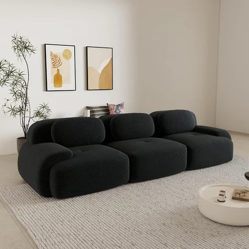 Vista 115 de Sofás seccional modular de 80" sin huesos modernos para sala de estar, juego de sofás comprimidos de 2 plazas con asiento profundo, sin necesidad