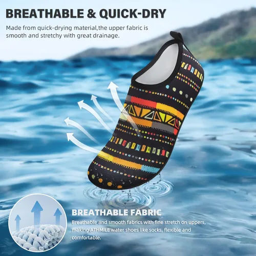 Vista 5 de ATHMILE Zapatos de agua para mujeres y hombres, calcetines acuáticos de secado rápido para playa, natación, piscina, río, yoga, lago, surf