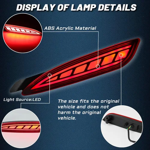 Vista 2 de Conjunto de Luz Antiniebla LED de Lente Roja para Parachoques Trasero Compatible con Mazda 6 2018-2021 cx5 cx-5 2022 Funciona como Lámpara