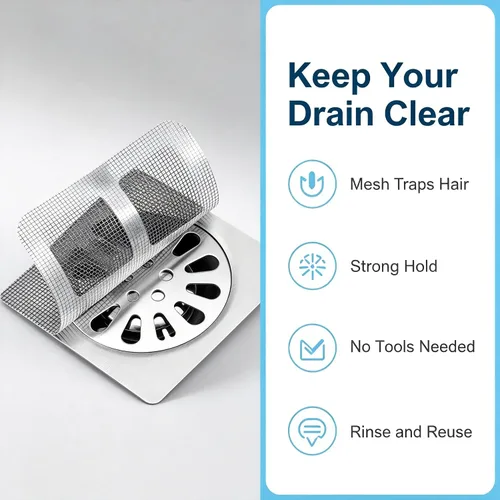 Vista 5 de 30pcs Disposable Shower Drain Hair Catcher Mesh Stickers