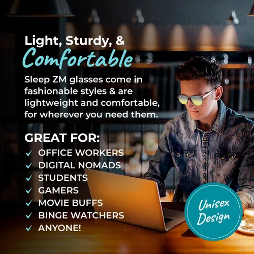 Vista 4 de Sleep ZM Blue Light Blocking Glasses - Sleep + Eye Strain Help Women + Men Montura Aviator - Lente Amarilla Adapt
