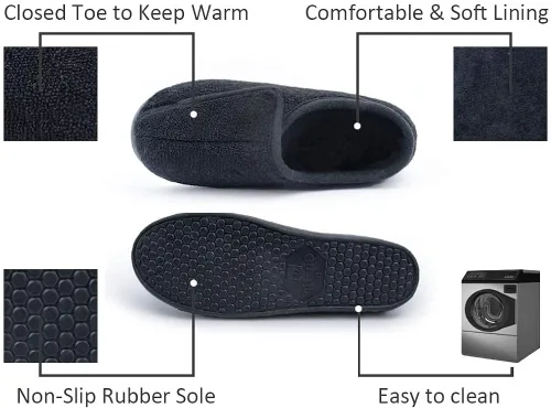 Vista 4 de Git-up Pantuflas para diabéticos de espuma viscoelástica para mujer, artritis, edema, ajustables, con puntera cerrada, con pies hinchados, cómodas