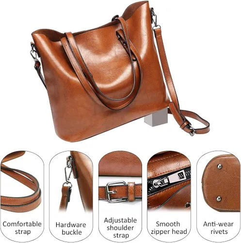 Vista 5 de Pahajim - Bolsos de piel para mujer con asa superior