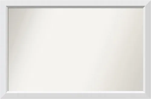 Vista 203 de Amanti Art Espejo de baño blanco para sobre el fregadero, 24 x 26 pulgadas, espejo rectangular blanco y blanco, marco de madera contemporáneo