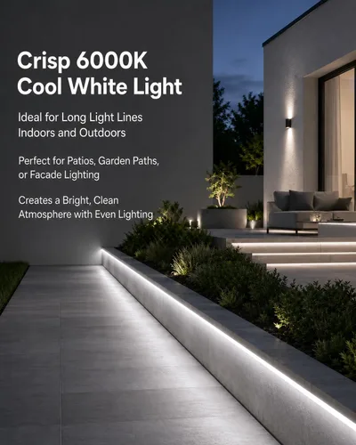 Vista 5 de Tiras de luces LED de neón, tiras de luces LED regulables de blanco frío, 16.4 pies/5m de luces LED de neón flexibles impermeables, tiras de luces