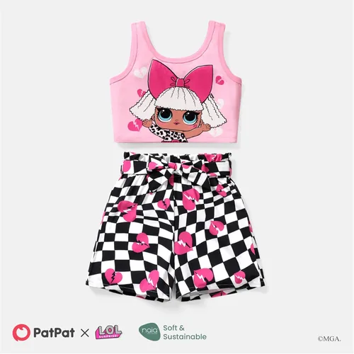 Vista 6 de L.O.L. Surprise! Girls Clothes Set Doll Print Sleeveless Tank Top and Shorts Kids Girl Clothes