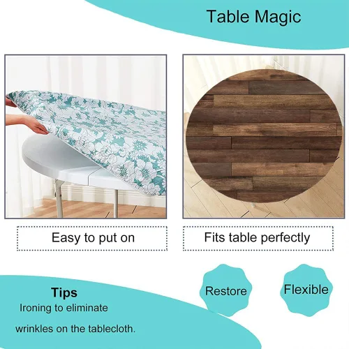 Vista 147 de Mantel redondo ajustable con mantel elástico para exteriores, manteles elásticos redondos para mesas, manteles impermeables y lavables