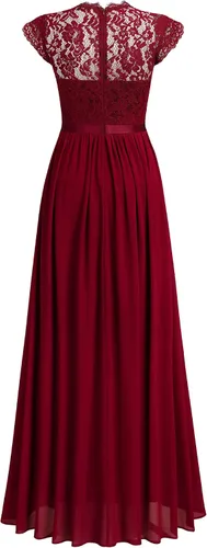 Vista 7 de Miusol - Maxi vestido floral con encaje para fiesta de noche y uso formal para mujer