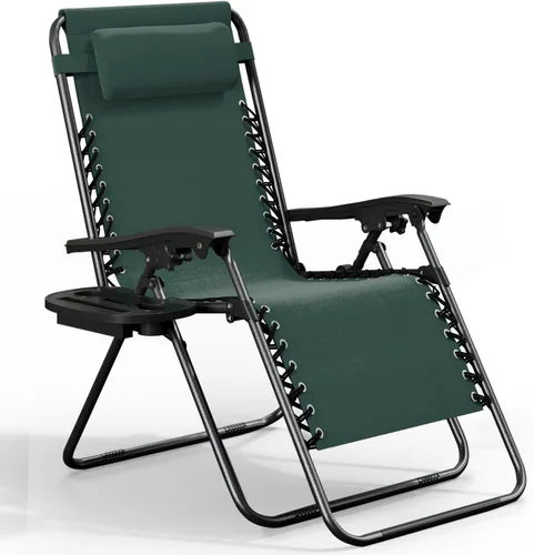 Vista 34 de Nestl Sillas de gravedad cero, juego de 2, silla de patio al aire libre con almohadas y bandejas portavasos, silla reclinable plegable de malla