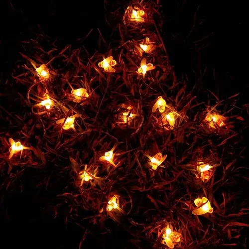 Vista 8 de Guirnalda de luces solares de abeja, 100 luces LED de abeja alimentadas por energía solar, luces de hadas de abeja para el hogar, jardines, parque