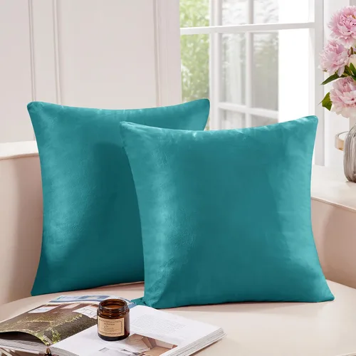 Vista 32 de Deconovo Juego de 2 fundas de almohada de pana suave con cremallera invisible, 16 x 16 pulgadas, color gris pardo, decoración del hogar para sofá
