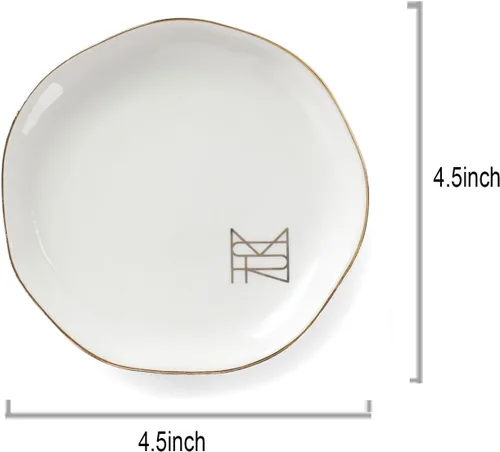 Vista 4 de Mrs - Plato de joyería para anillos, regalo para novia, bandeja decorativa para joyería para el hogar, para aretes, collares, bandeja de cerámica
