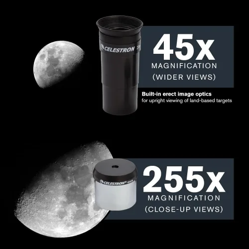 Vista 6 de Celestron - Telescopio PowerSeeker 114EQ - Telescopio ecuatorial alemán manual para principiantes - Compacto y portátil - Paquete de software