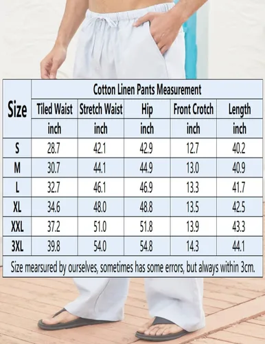 Vista 6 de COOFANDY Pantalones deportivos de lino, holgados, para hombre, ligeros, cintura elástica, para yoga y playa