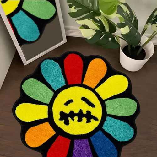 Vista 26 de Trippy Alfombra de Cara Feliz Alfombras Geniales Tufted de Secado Rápido Tapetes de Baño para Baño Antideslizantes Tapete de Baño Absorbente de Agua