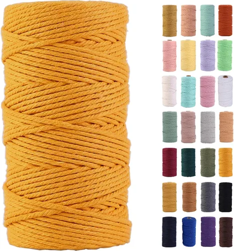 Vista 29 de Cuerda de macramé azul aire de 0.079 in x 220 yardas, cuerda de algodón colorido de algodón suave para colgar en la pared, colgadores de plantas
