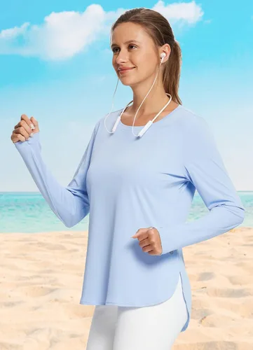 Vista 126 de BALEAF - Camisetas de sol de manga larga para mujer, con FPU 50+, para senderismo, ligeras, de secado rápido, protección contra rayos ultravioleta
