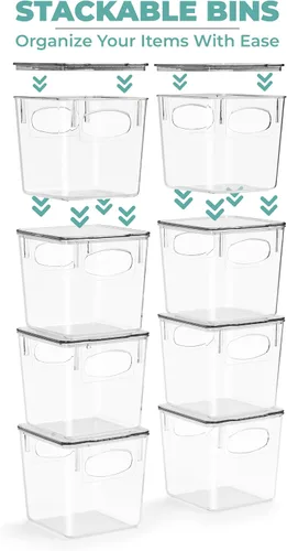 Vista 3 de Sorbus Pequeños contenedores de almacenamiento de plástico transparente con tapas, contenedores de almacenamiento apilables transparentes