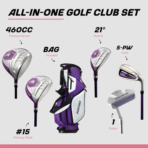 Vista 2 de Precise M5 - Juego completo de palos de golf para mujer – Juego completo para diestros con conductor de titanio, SS Fairway e híbrido, hierros de 5