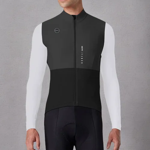 Vista 8 de GCRFL Camiseta de ciclismo para hombre, manga larga, camiseta de ciclismo de carretera, bolsillo con cremallera, ligera, ajuste profesional UPF 50+