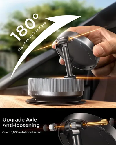 Vista 5 de Soporte magnético de teléfono al vacío mejorado [89 libras de succión más fuerte y 24 x N55 ultra magnético] Soporte de teléfono ajustable de 360°