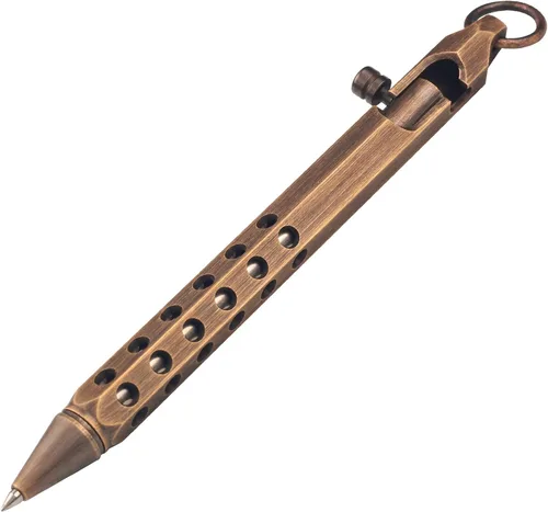 Vista 5 de SMOOTHERPRO Bolígrafo de acción de perno de titanio de 6 bordes, bolígrafo hexagonal EDC con 2 repuestos, diseño hueco ligero para escritura Negro