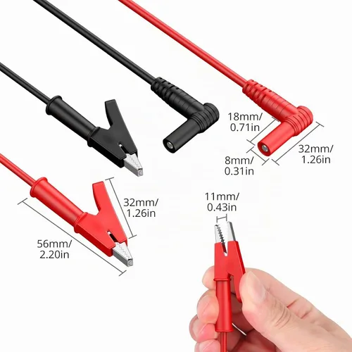 Vista 3 de Proster 4mm Enchufe Banana a Pinza de Cocodrilo - Cable de prueba eléctrica flexible de cobre puro de 15A 1000V de un metro para pruebas