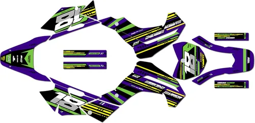 Vista 7 de Kit de gráficos para Kawasaki KLX140R (2019-2023) Warrior Series Blue 09 Mil - Adhesivos para motocicleta Dirt Pit Bike Motocicleta, accesorios