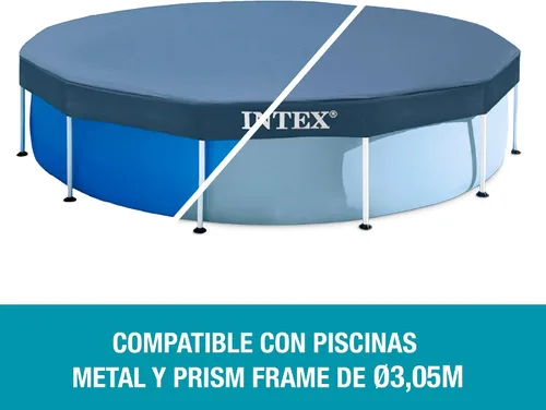 Vista 4 de CUBIERTA DE ALBERCA INTEX 28030E: Para piscinas de 10 pies con marco redondo de metal – Incluye cuerda de atado – Orificios de drenaje – Sobresalida