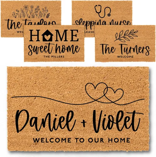 Vista 9 de Regalos de inauguración de casa para nuevo hogar, tapete personalizado, 3 tamaños - 6 diseños, tapete personalizado con nombre de familia, tapete