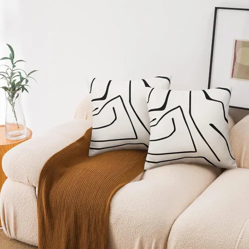Vista 5 de Pyonic Fundas de Almohadas Decorativas Juego de 2 Almohadas para Sofá Estilo Granja Fundas de Almohadas 18x18 para Sofá Sillón Dormitorio Decoración