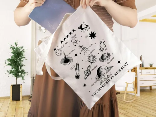 Vista 6 de WCGXKO Korean Music Lover Gift Boy Band Inspired Canvas Tote Bag for Fandom