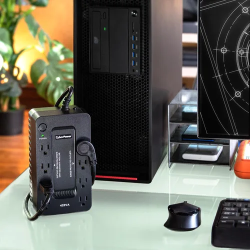 Vista 6 de CyberPower ST425 UPS de reserva con respaldo de batería y protector contra sobretensiones, 425VA/260W, 8 tomas de corriente, compacto, certificado UL