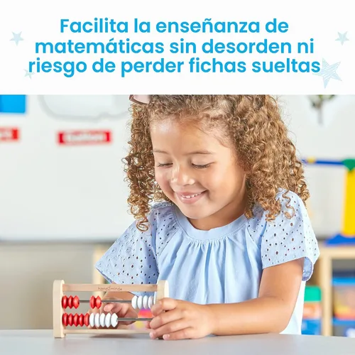 Vista 5 de hand2mind Mini Rekenrek de madera de 20 cuentas, estante de números para niños, ábaco para matemáticas, cuentas de conteo, manipuladores