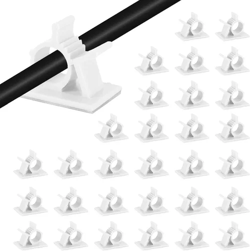 Vista 13 de Viaky 30 clips negros ajustables para cables, broches reutilizables autoadhesivos para fijación de cable de nylon, soporte de cable de nailon