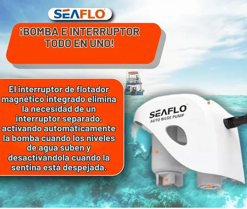 Vista 4 de Seaflo, bomba de agua autosumergible automática para barco de sentina de 12 V 750 ghp con interruptor sumergible