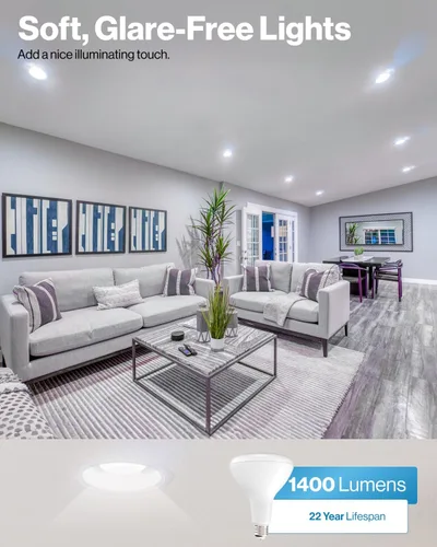 Vista 2 de Sunco Paquete de 10 Bombillas LED BR40, Luces de Inundación para Interiores, Bombilla para Lámparas Empotradas, 1400 LM, 17W (Equivalente a 100W)