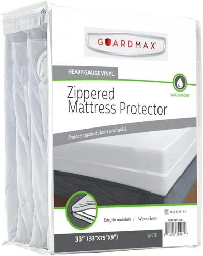 Vista 14 de Guardmax Funda de colchón de vinilo resistente con cremallera tamaño individual, protector de colchón impermeable y transpirable, ropa de cama