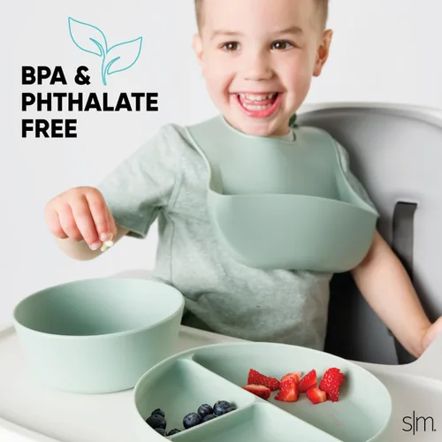 Vista 3 de Simple Modern Babero de silicona Babero de comida para niños pequeños Lavanda (Lavender Mist)