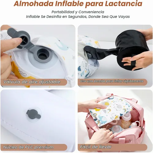 Vista 6 de KAKIBLIN - Almohada de lactancia inflable con correa, almohadas de lactancia materna Elefante
