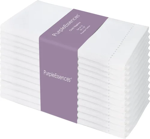 Vista 22 de PurpleEssences Juego de 6 servilletas de tela de vainica, 100% algodón, suaves, duraderas, lavables, ideales para bodas, Navidad, vacaciones