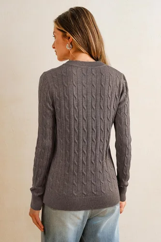 Vista 5 de Arach&Cloz Suéteres de mujer de mezcla de lana con cuello redondo clásico y casual para el otoño